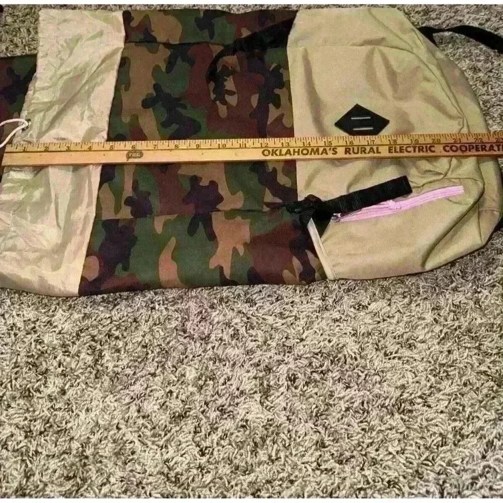 Jansport The‎ Pike Backpack Surplus Camo Pink Accents Unisex Drawstring Buckle